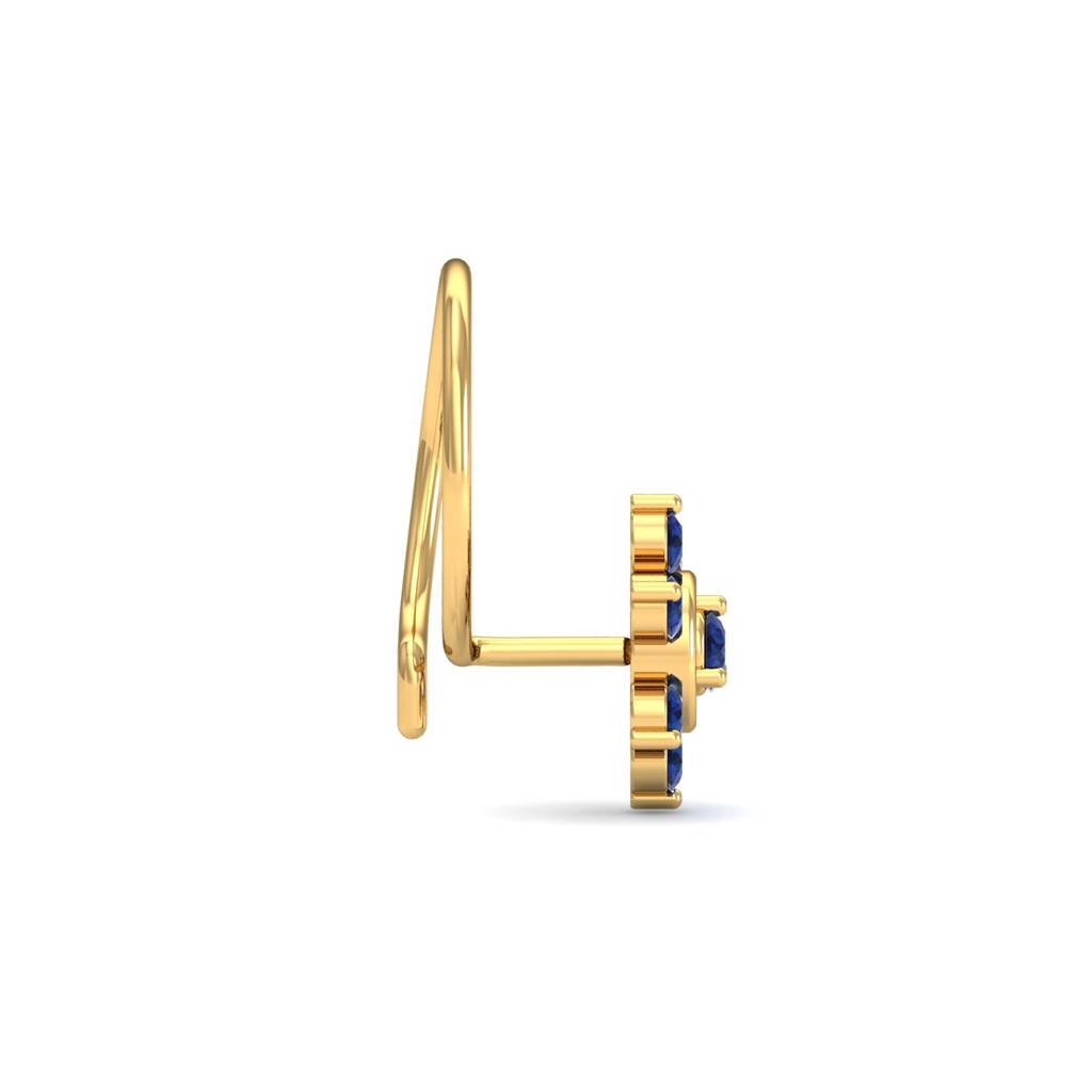 KuberBox 18K Yellow Gold Regina Sapphire Nose Pin