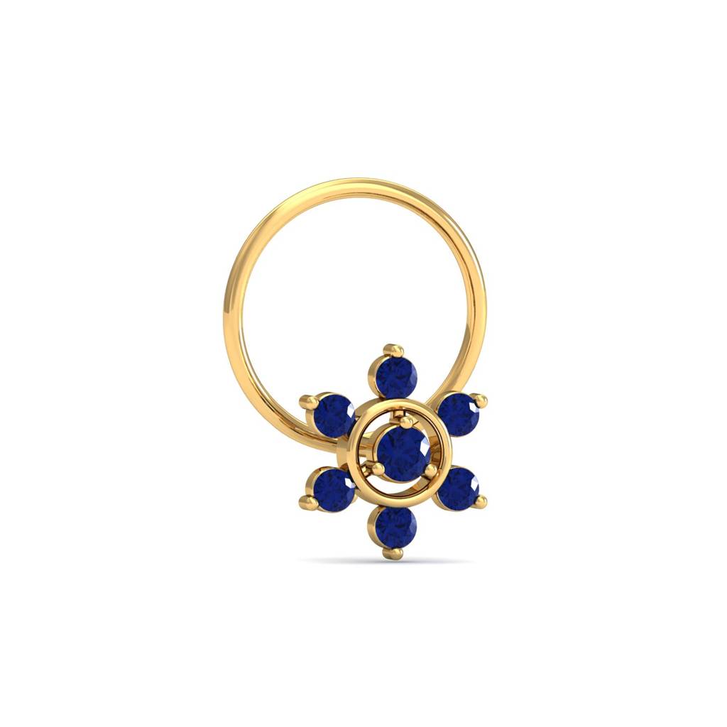 KuberBox 18K Yellow Gold Regina Sapphire Nose Pin