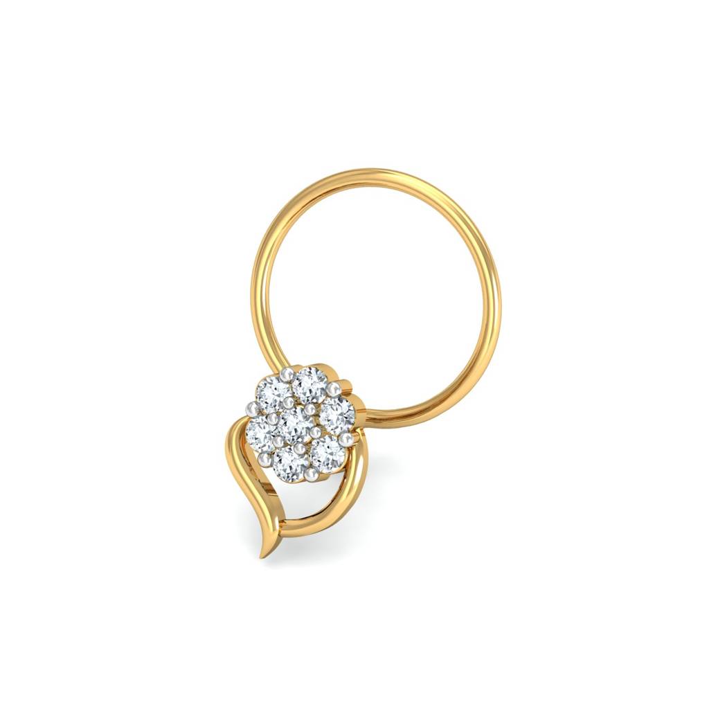 KuberBox 18K Yellow Gold Rima Cluster Nose Pin