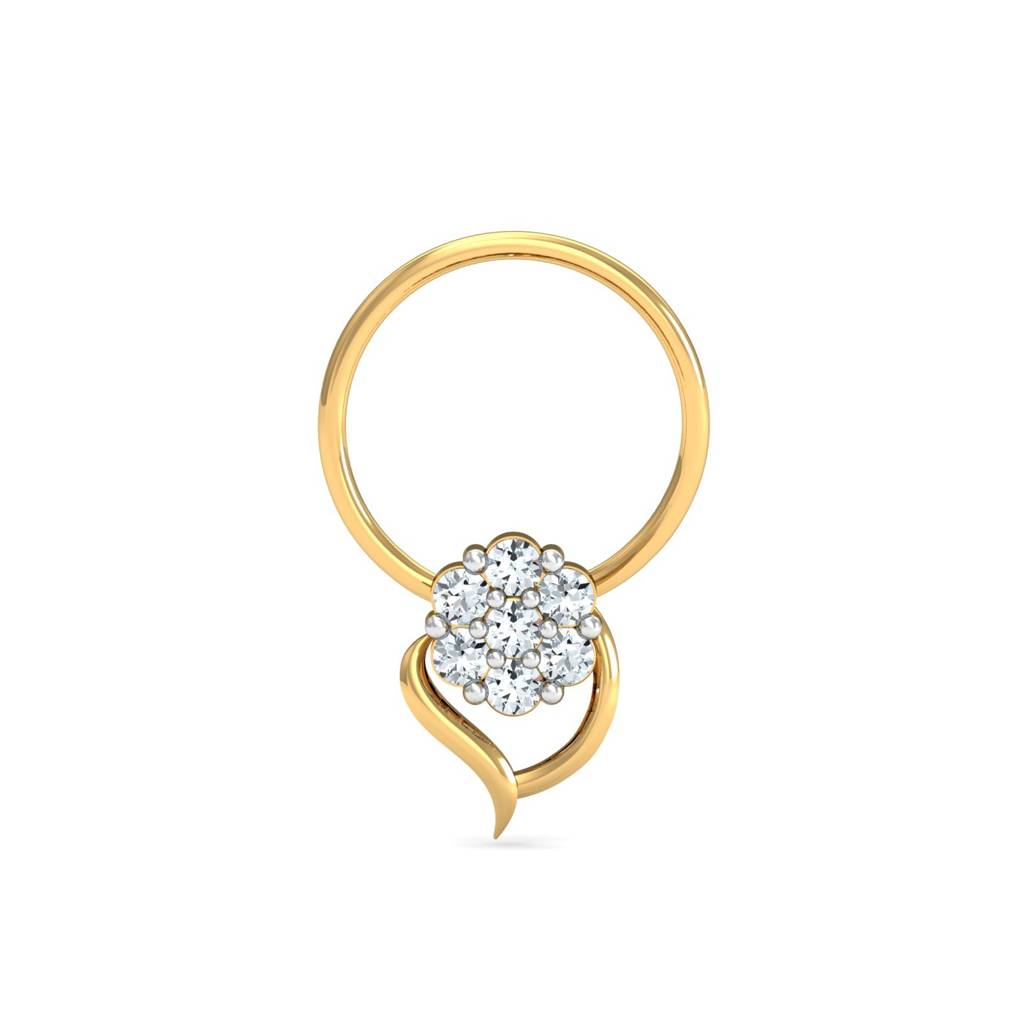 KuberBox 18K Yellow Gold Rima Cluster Nose Pin