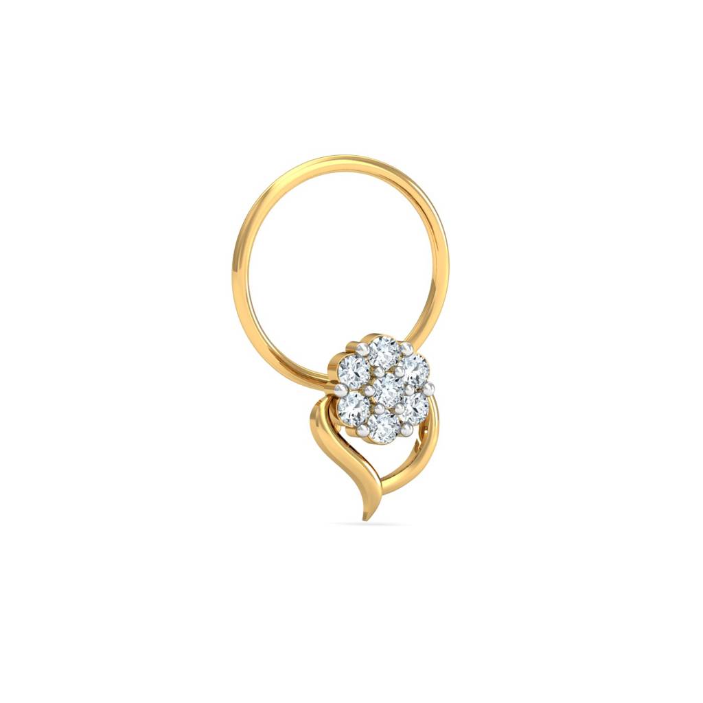 KuberBox 18K Yellow Gold Rima Cluster Nose Pin