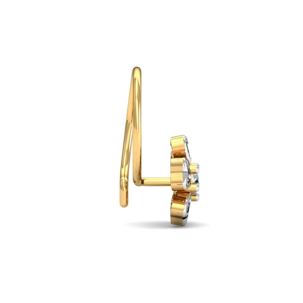 KuberBox 18K Yellow Gold Cinquefoil Diamond Nose Pin