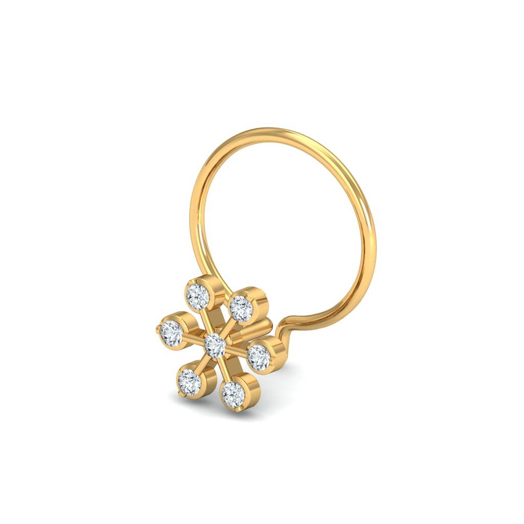 KuberBox 18K Yellow Gold Meghan Diamond Nose Pin