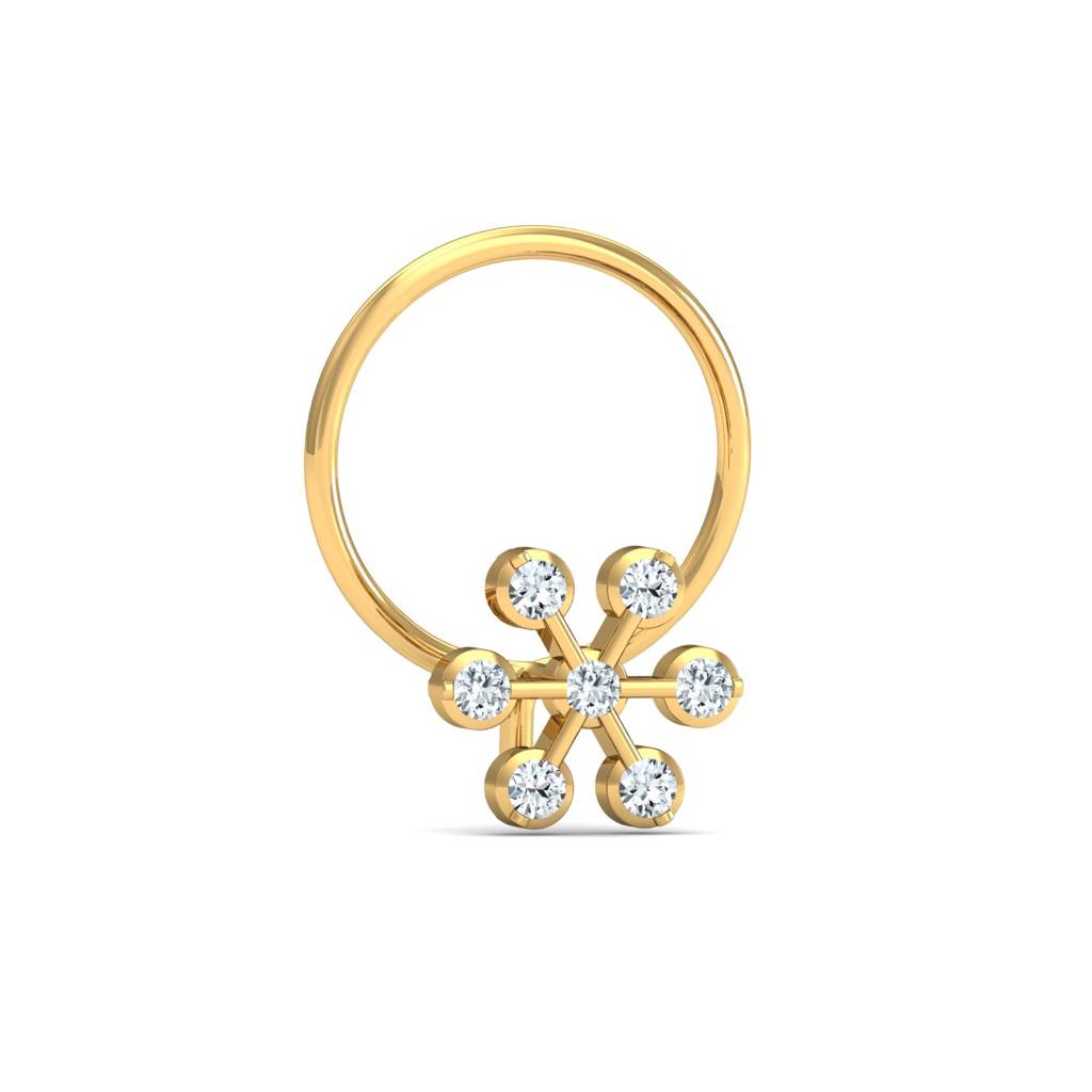 KuberBox 18K Yellow Gold Meghan Diamond Nose Pin