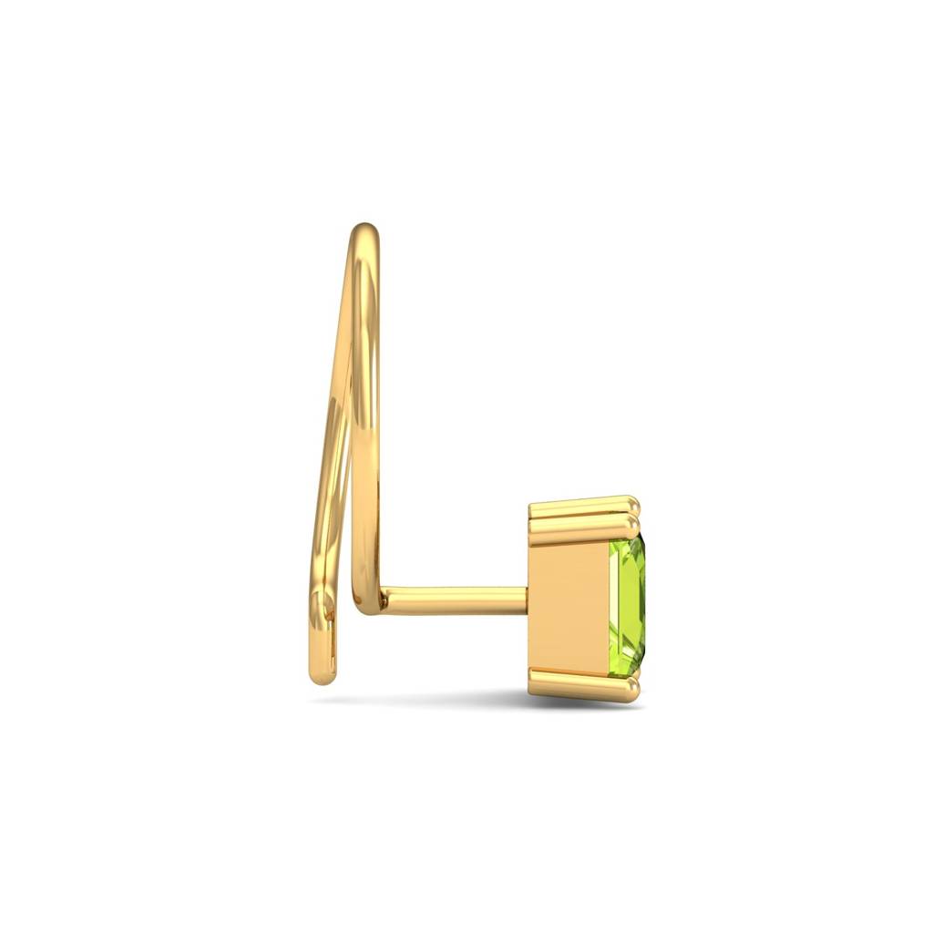 KuberBox 18K Yellow Gold Tiny Square Peridot Nose Pin