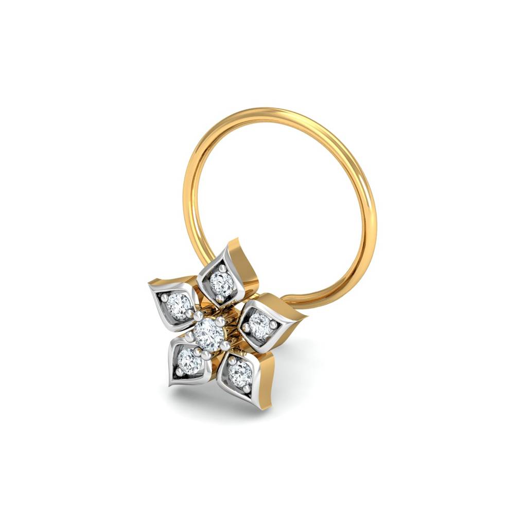 KuberBox 18K Yellow Gold Zora Floral Nose Pin