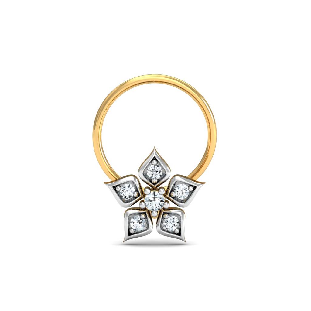 KuberBox 18K Yellow Gold Zora Floral Nose Pin
