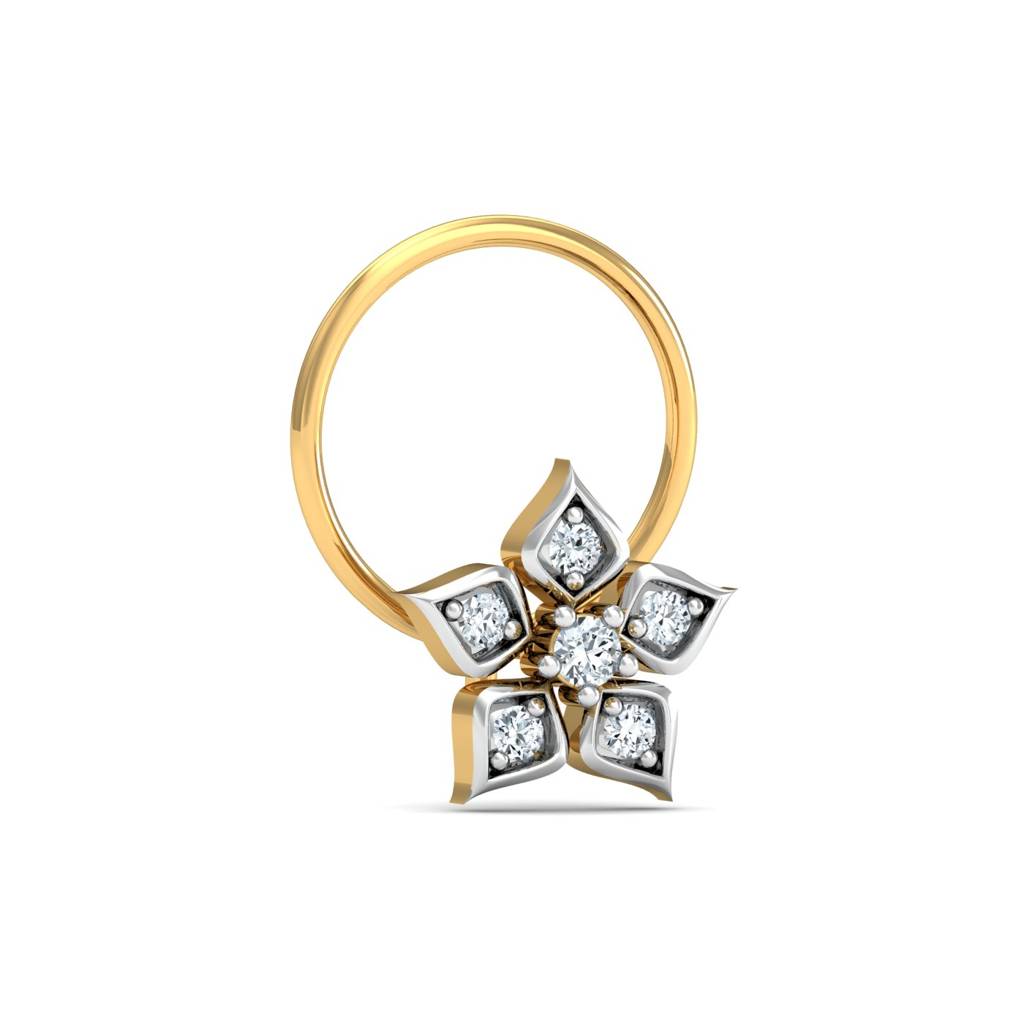 KuberBox 18K Yellow Gold Zora Floral Nose Pin