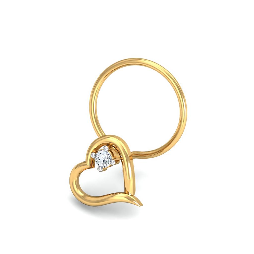KuberBox 18K Yellow Gold Keily Heart Nose Pin