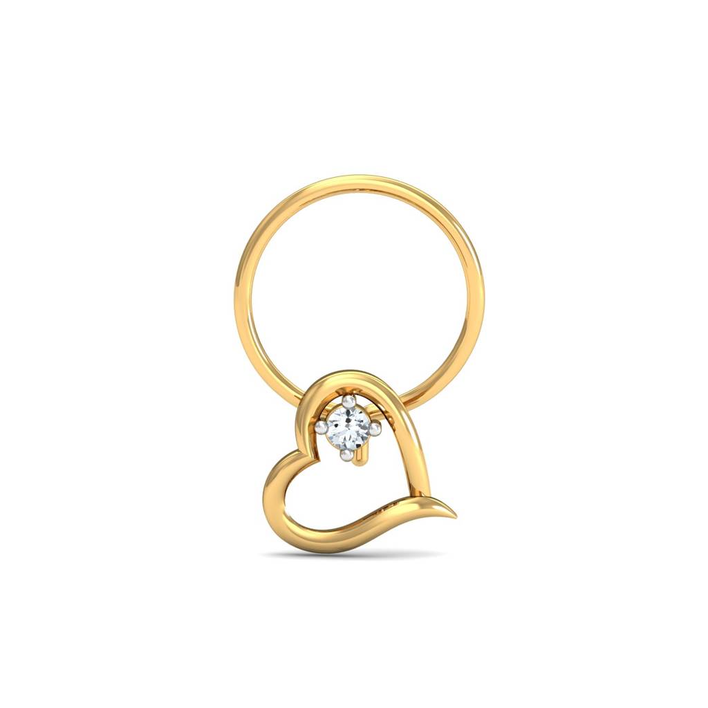KuberBox 18K Yellow Gold Keily Heart Nose Pin