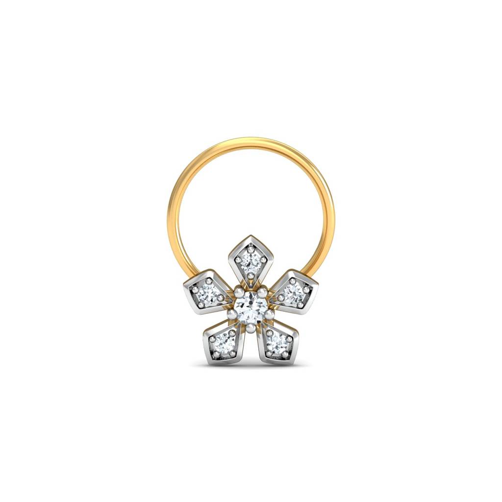 KuberBox 18K Yellow Gold Blooming Floral Nose Pin