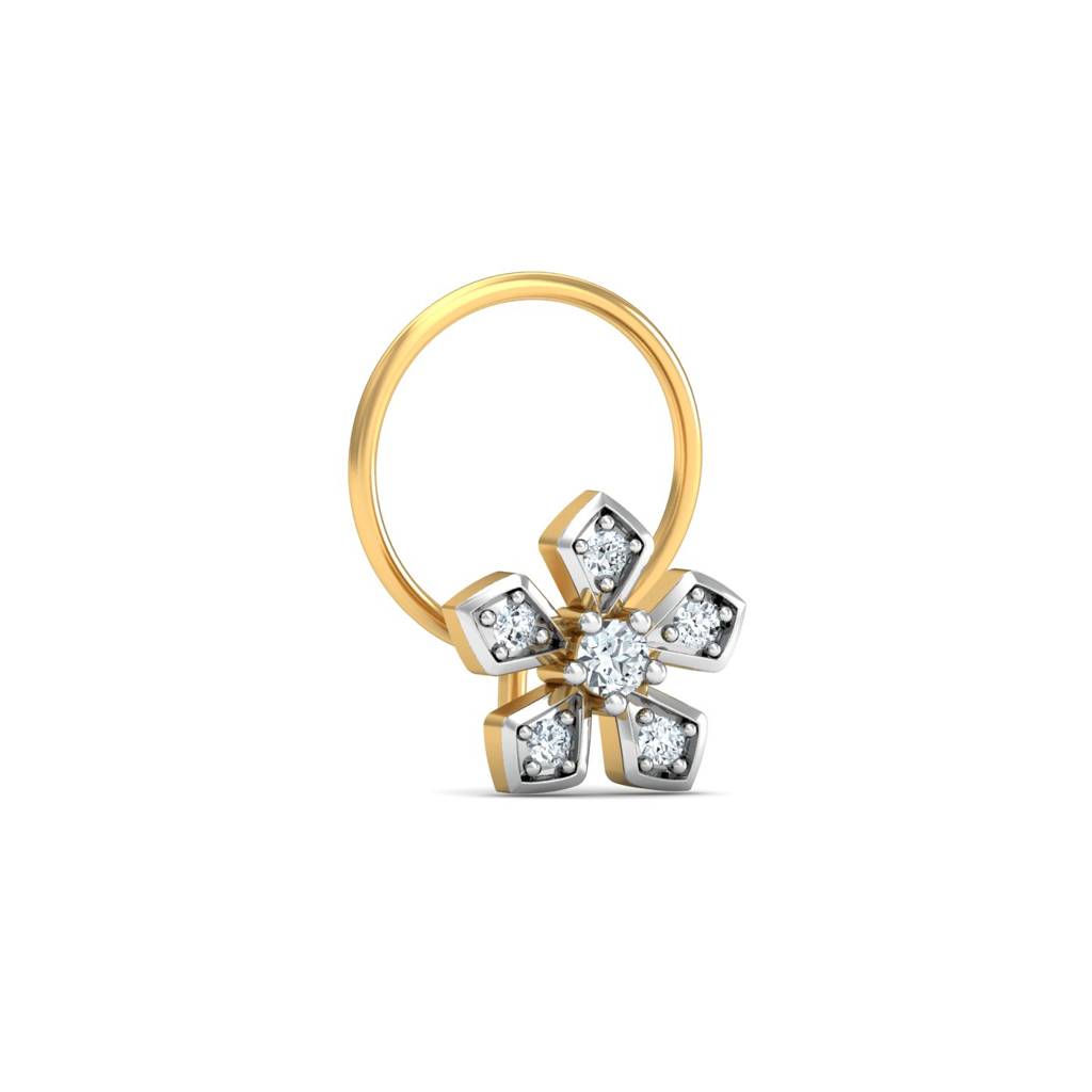 KuberBox 18K Yellow Gold Blooming Floral Nose Pin