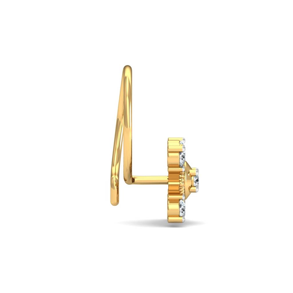 KuberBox 18K Yellow Gold Garnished Square Nose Pin