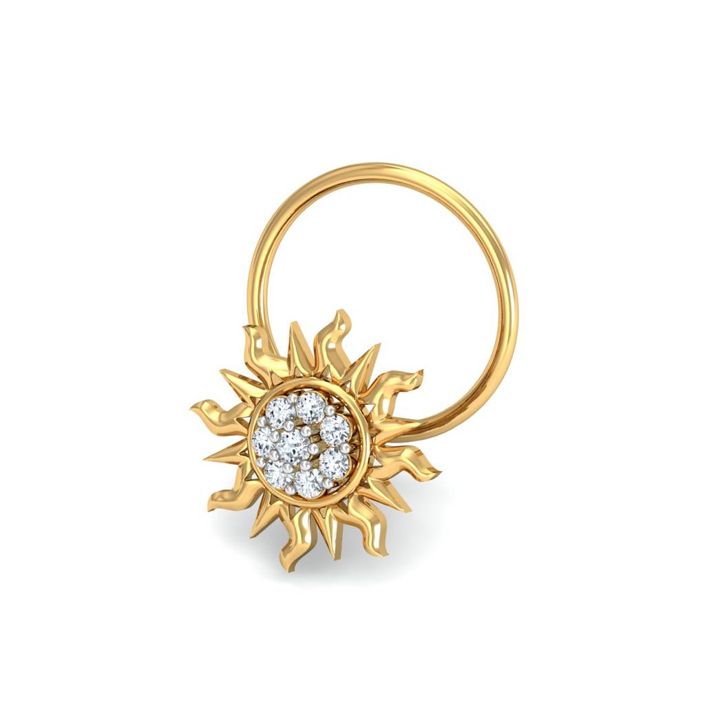 KuberBox 18K Yellow Gold Sunshine Nose Wire