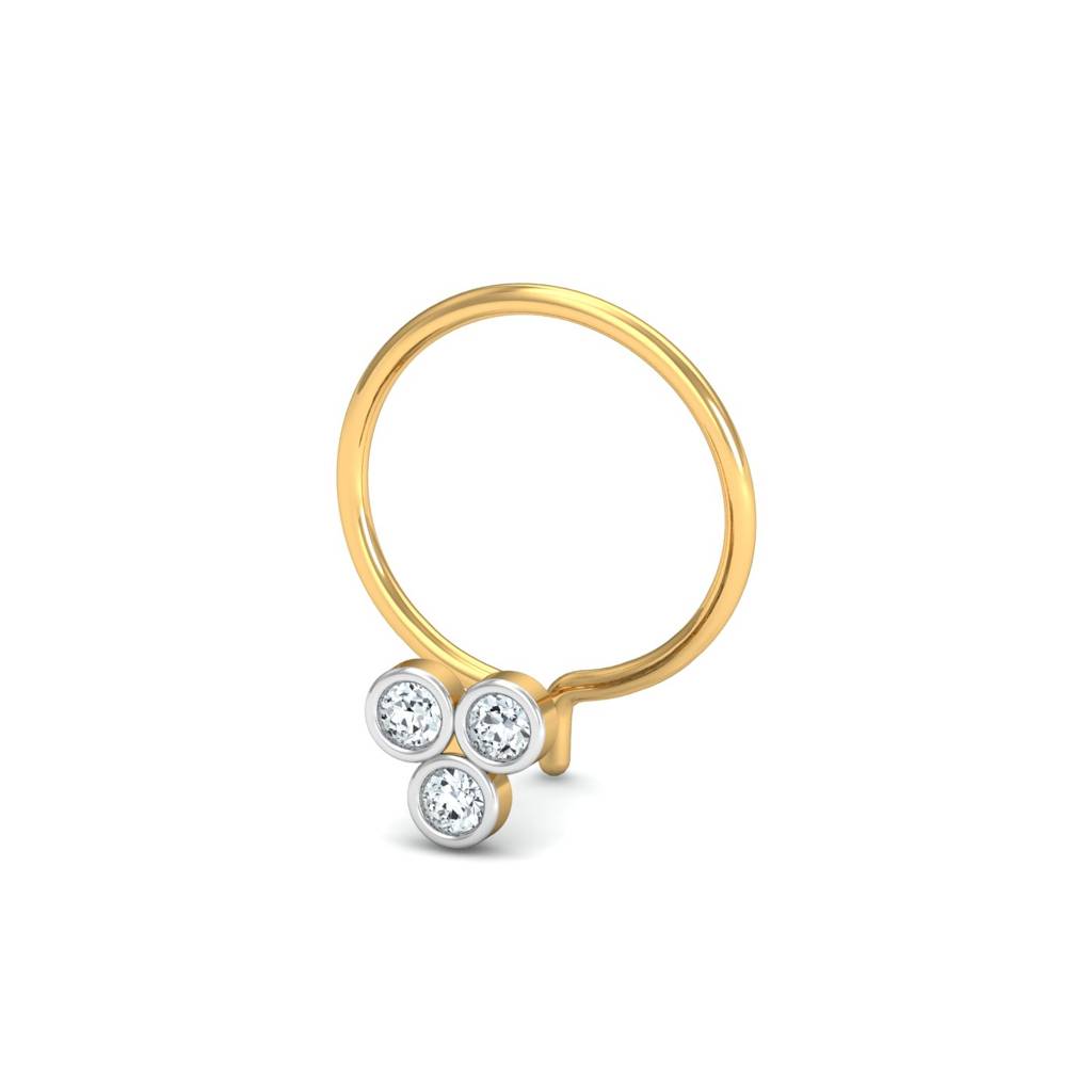 KuberBox 18K Yellow Gold Triple-Circular Nose Pin