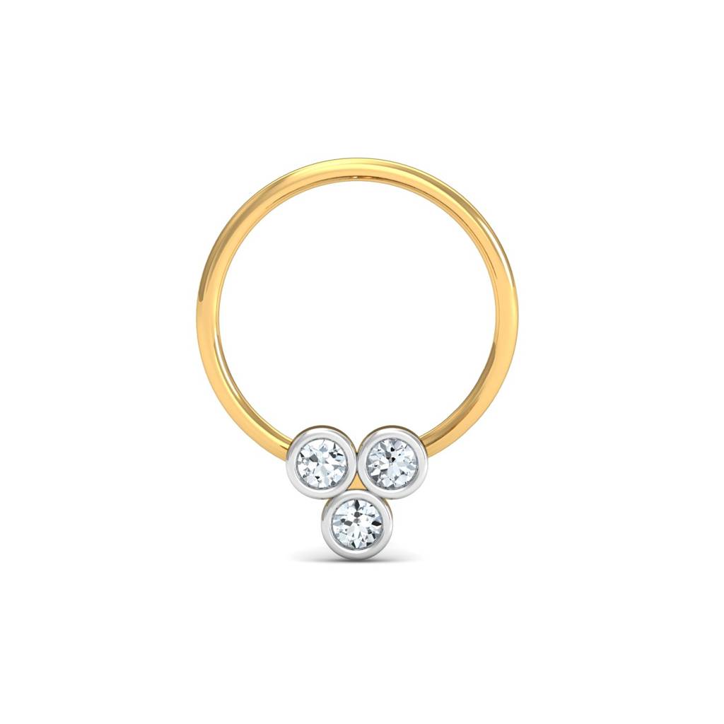 KuberBox 18K Yellow Gold Triple-Circular Nose Pin