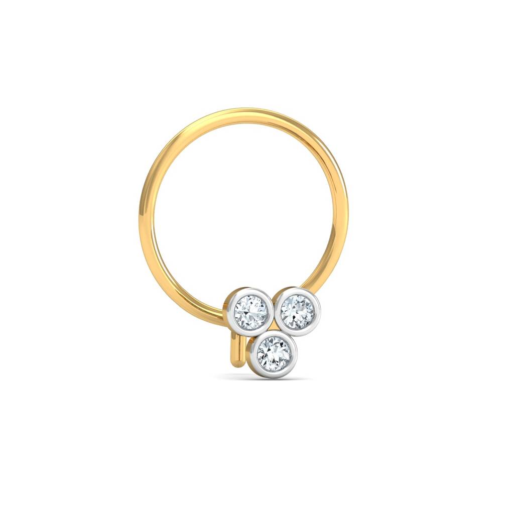 KuberBox 18K Yellow Gold Triple-Circular Nose Pin