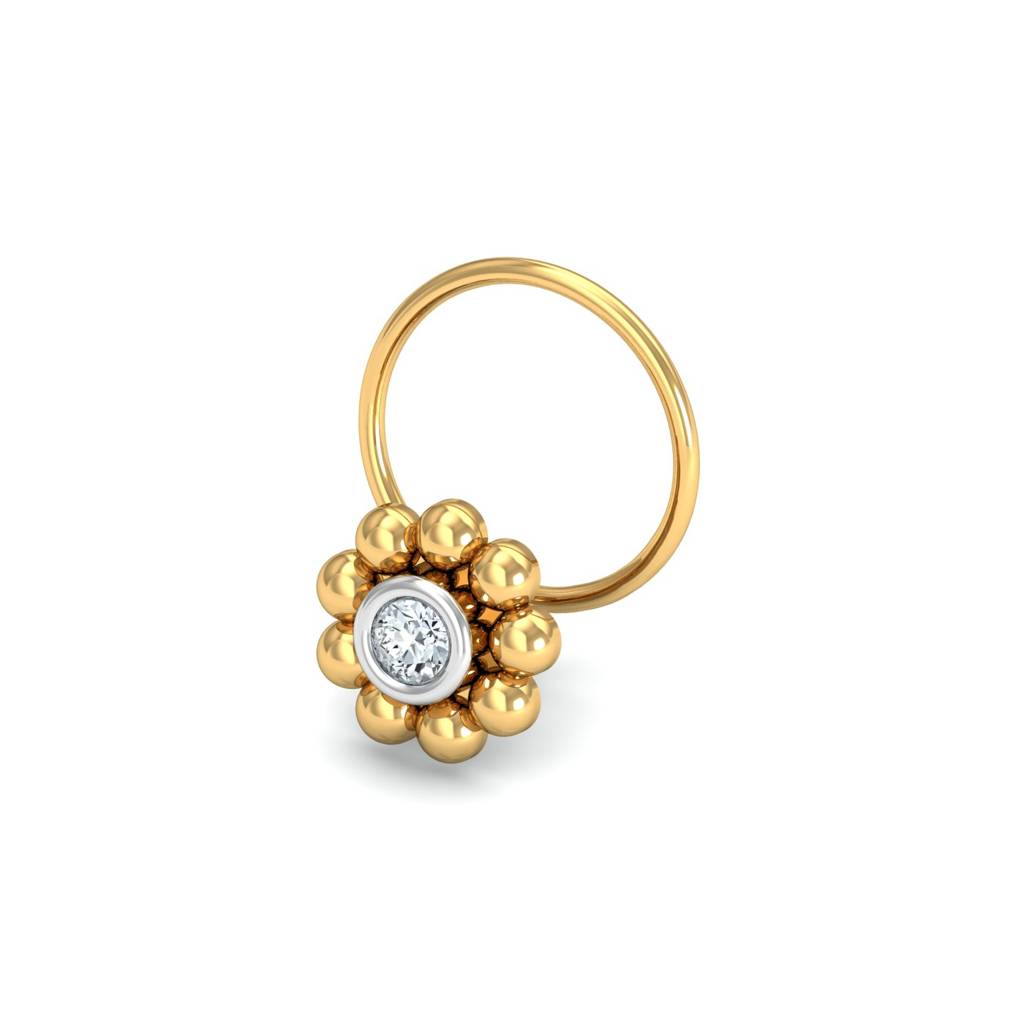 KuberBox 18K Yellow Gold Aureate Beads Nose Pin