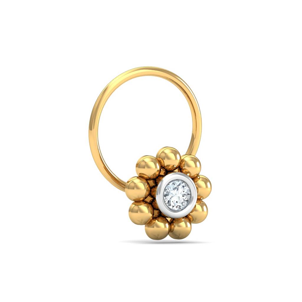 KuberBox 18K Yellow Gold Aureate Beads Nose Pin