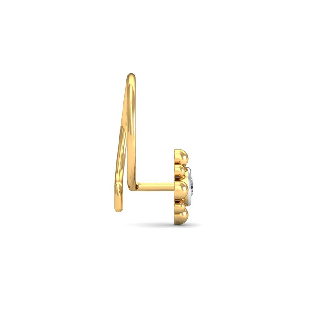 KuberBox 18K Yellow Gold Beaded  Nose Pin
