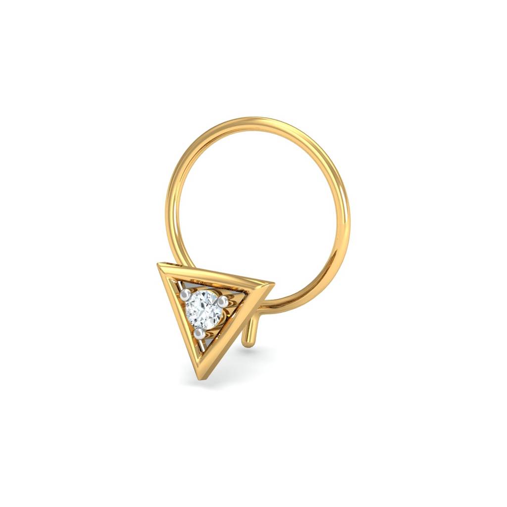 KuberBox 18K Yellow Gold Trikona Nose Pin