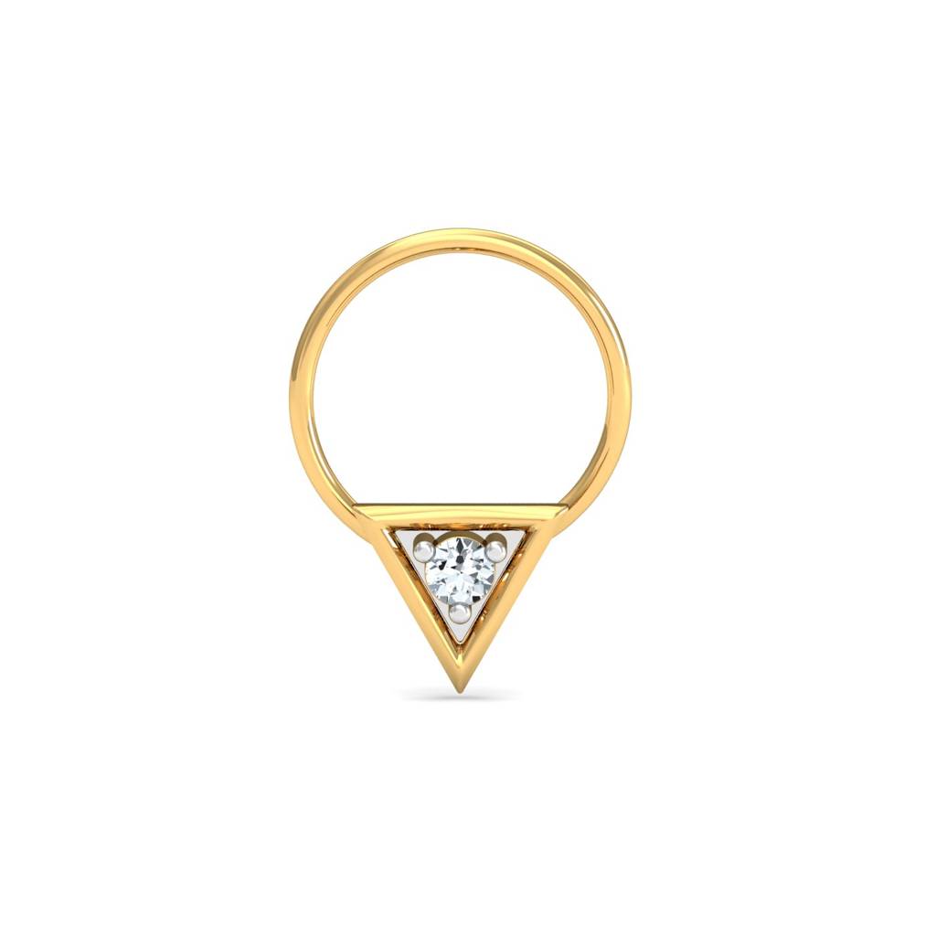 KuberBox 18K Yellow Gold Trikona Nose Pin
