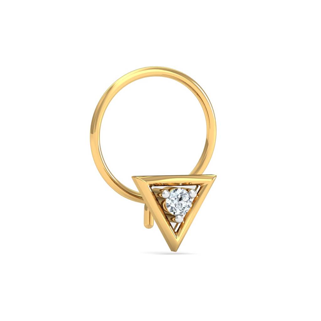 KuberBox 18K Yellow Gold Trikona Nose Pin