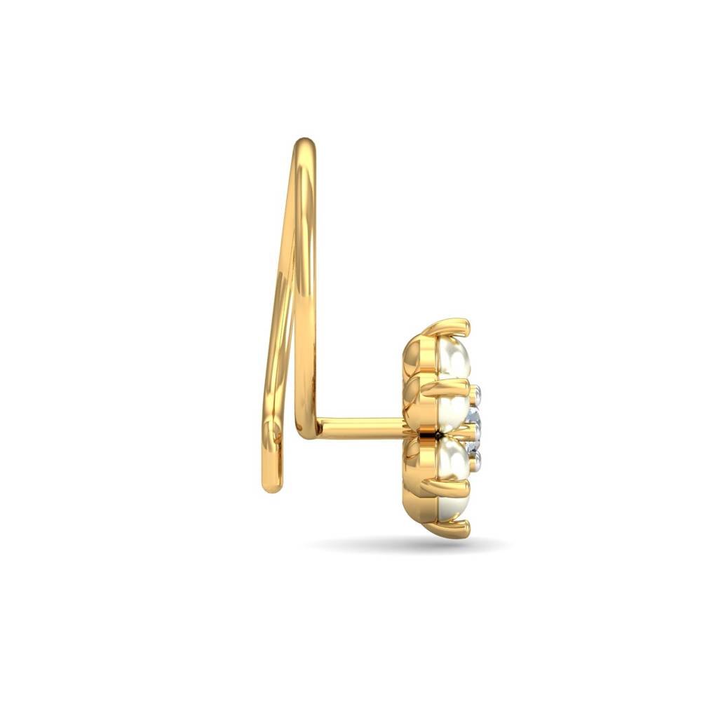 KuberBox 18K Yellow Gold White Floret Nose Pin