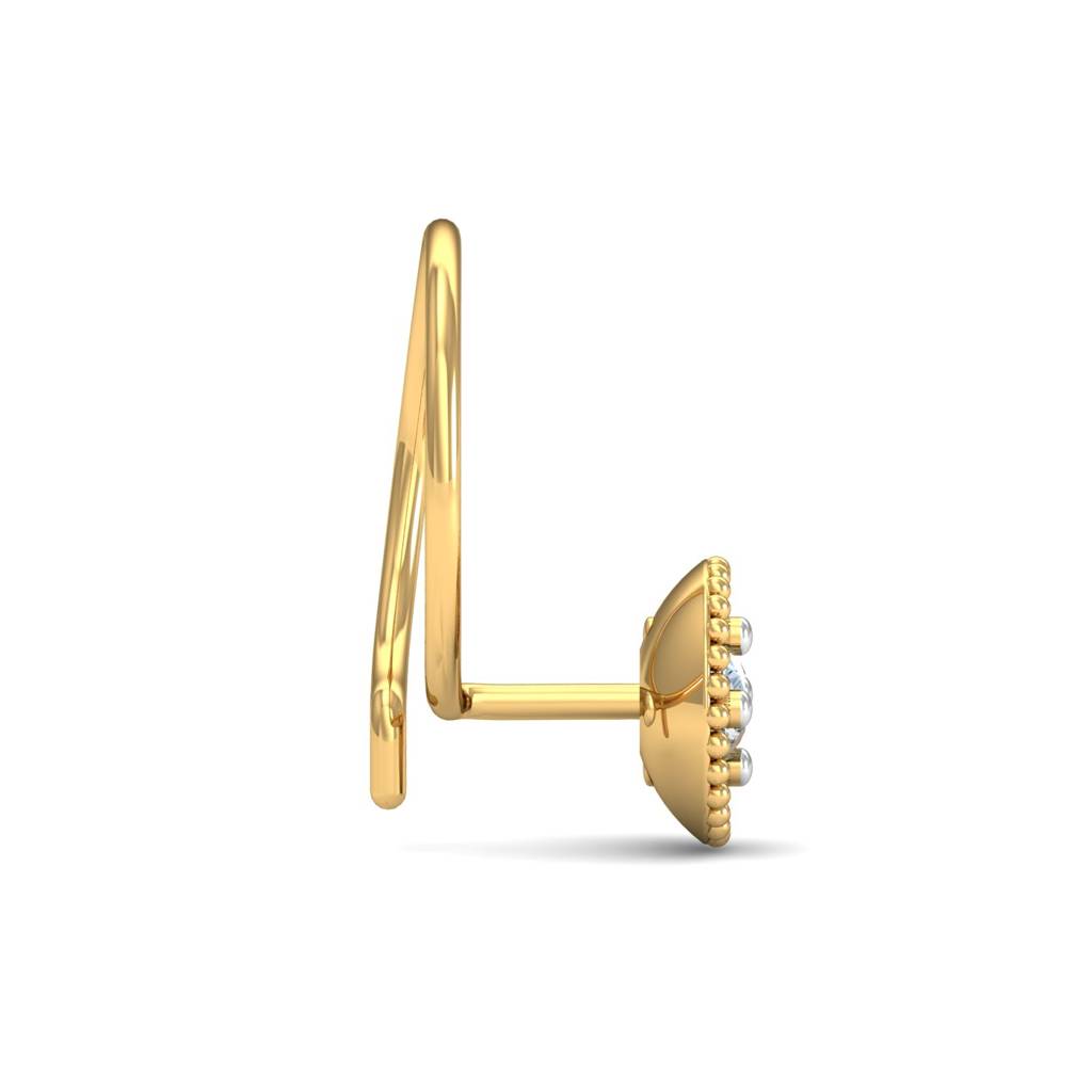 KuberBox 18K Yellow Gold Diamond Hemisphere Nose Pin