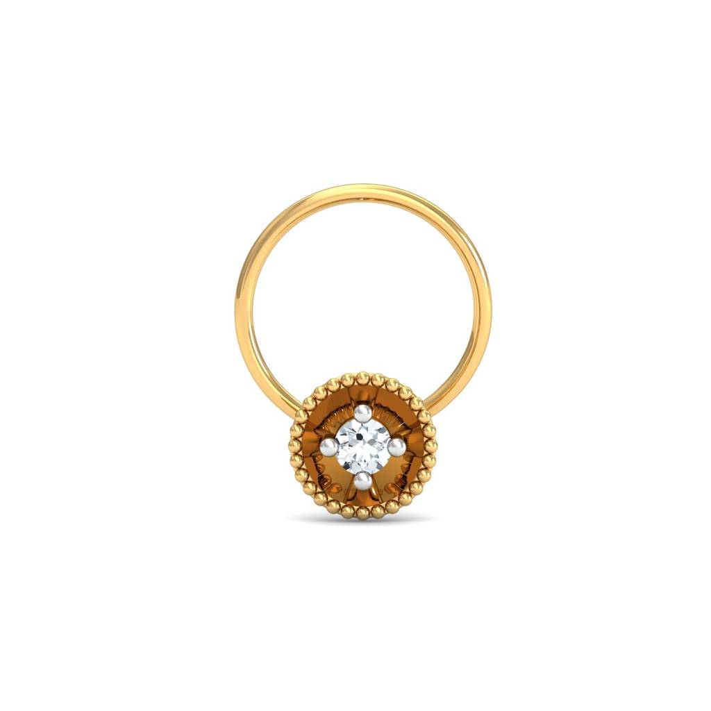 KuberBox 18K Yellow Gold Diamond Hemisphere Nose Pin