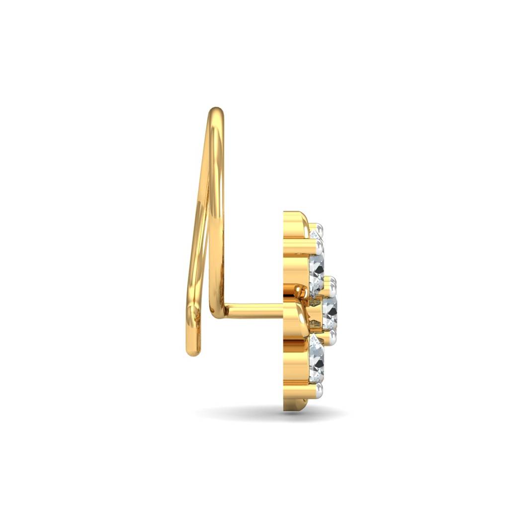 KuberBox 18K Yellow Gold Radial Studded Nose Pin