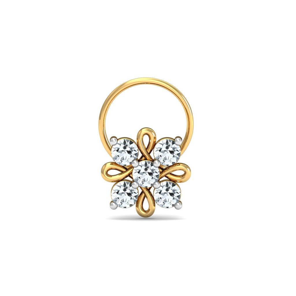 KuberBox 18K Yellow Gold Radial Studded Nose Pin