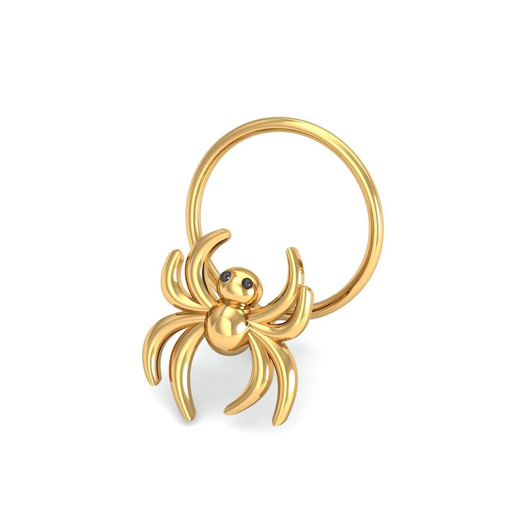 KuberBox 18K Yellow Gold Spider Gold Nose Pin