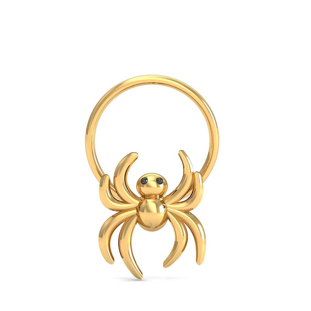 KuberBox 18K Yellow Gold Spider Gold Nose Pin