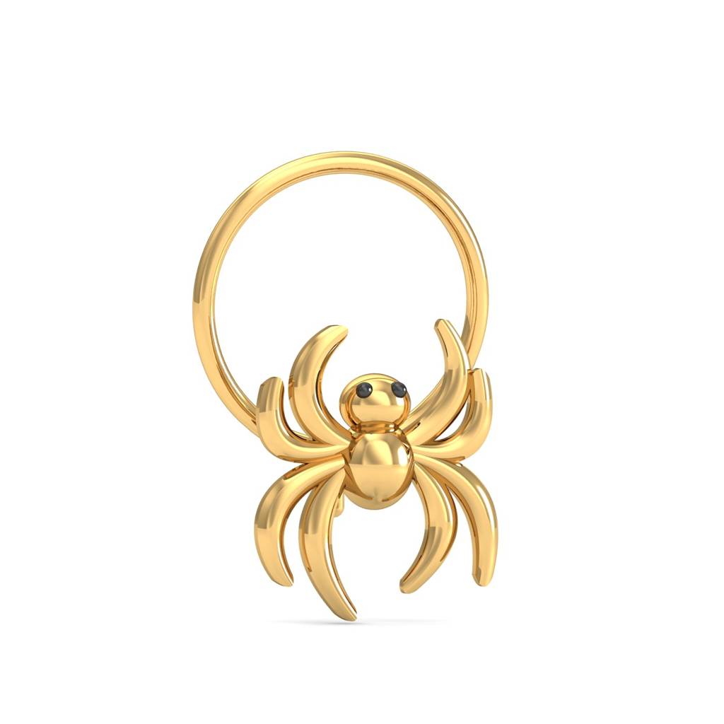 KuberBox 18K Yellow Gold Spider Gold Nose Pin
