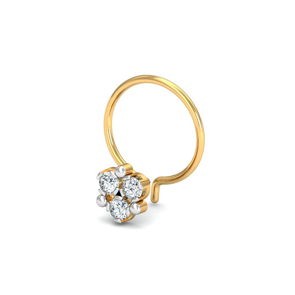 KuberBox 18K Yellow Gold Ailani 3-Diamond Nose Pin