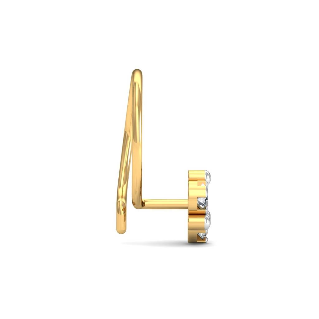 KuberBox 18K Yellow Gold Ailani 3-Diamond Nose Pin