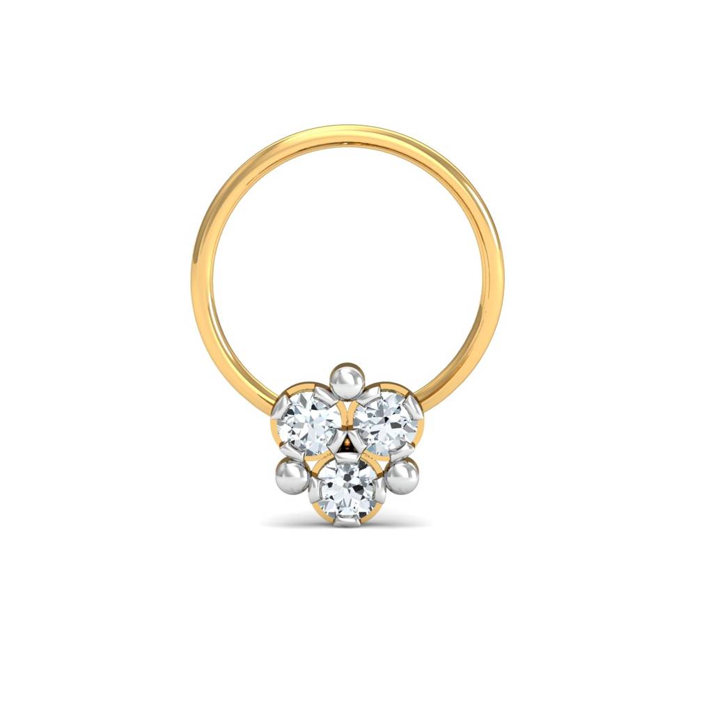 KuberBox 18K Yellow Gold Ailani 3-Diamond Nose Pin