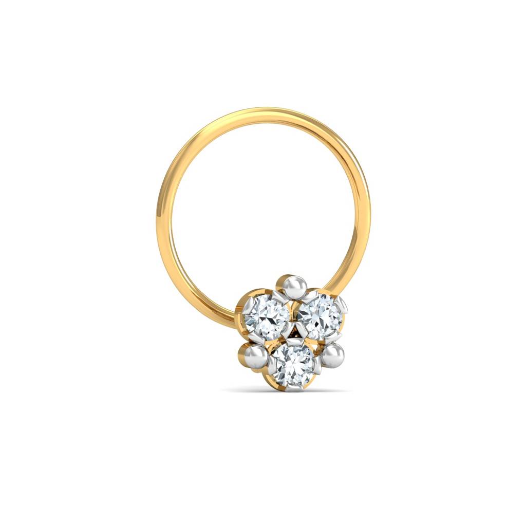 KuberBox 18K Yellow Gold Ailani 3-Diamond Nose Pin