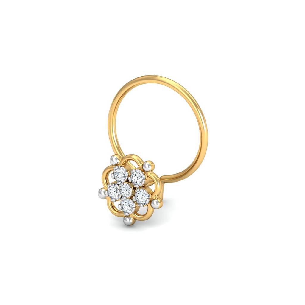 KuberBox 18K Yellow Gold Haisley Diamond Nose Pin
