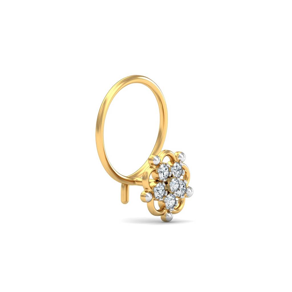 KuberBox 18K Yellow Gold Haisley Diamond Nose Pin
