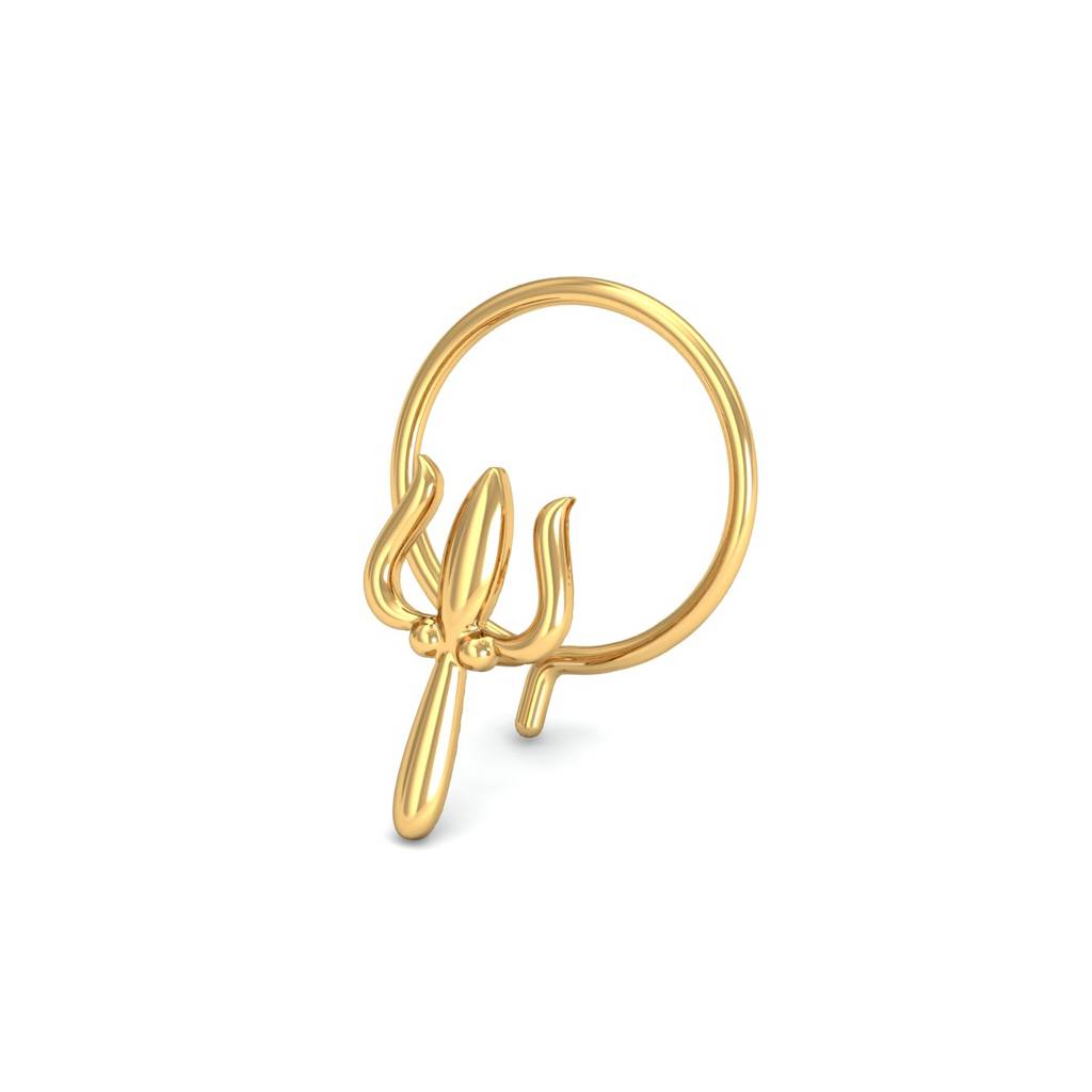 KuberBox 18K Yellow Gold Trident Gold Nose Pin