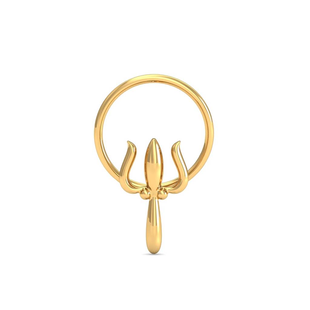 KuberBox 18K Yellow Gold Trident Gold Nose Pin