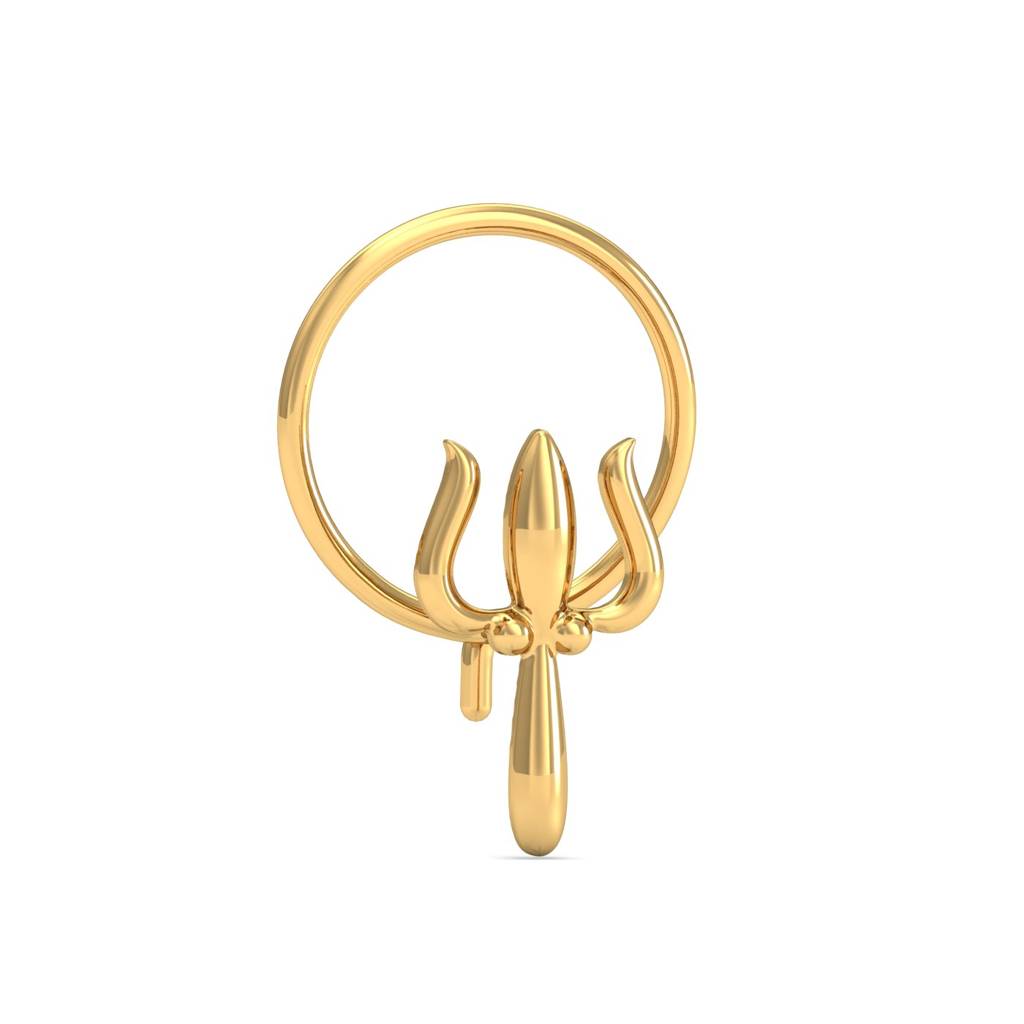 KuberBox 18K Yellow Gold Trident Gold Nose Pin