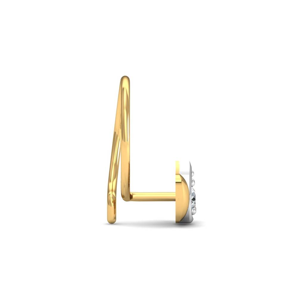 KuberBox 18K Yellow Gold Lotus Studded Nose Pin