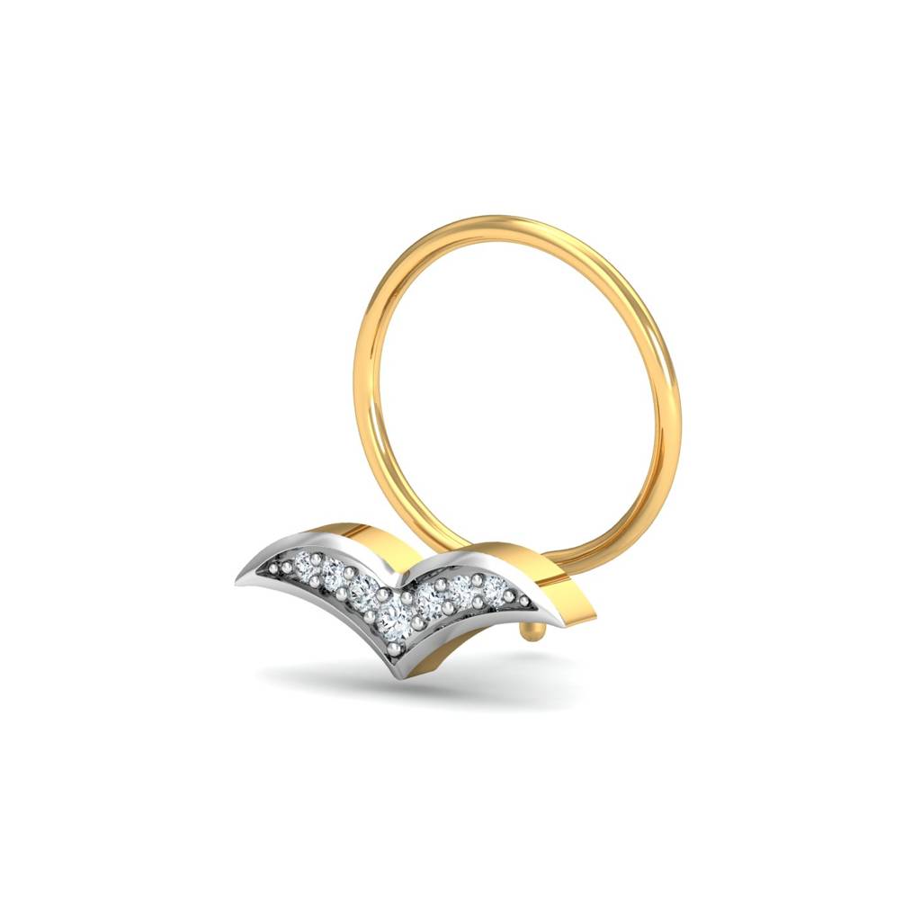 KuberBox 18K Yellow Gold Flying Bird Nose Pin