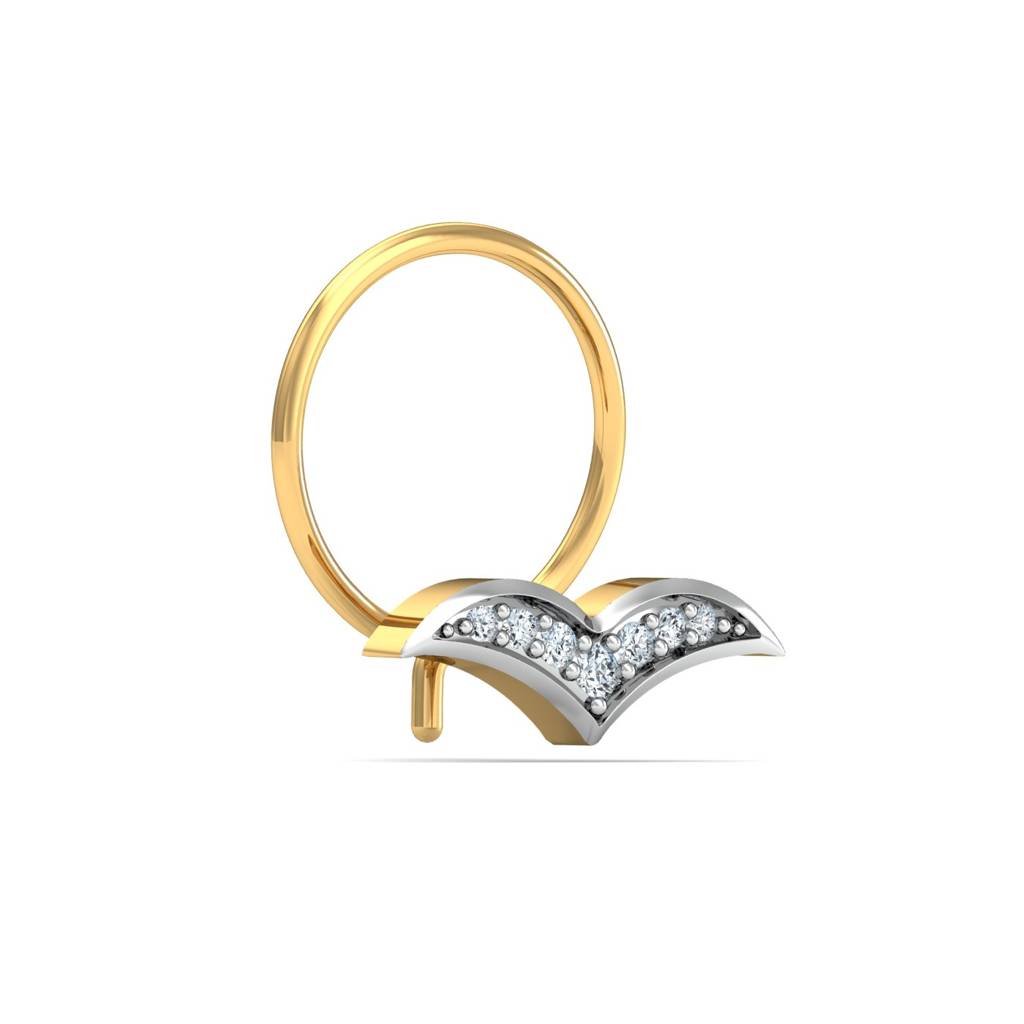 KuberBox 18K Yellow Gold Flying Bird Nose Pin
