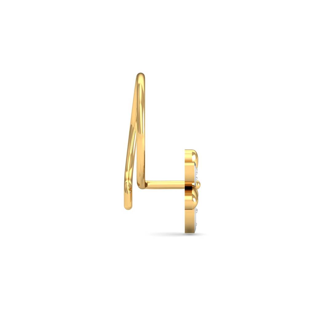 KuberBox 18K Yellow Gold Sepals Diamond Nose Pin