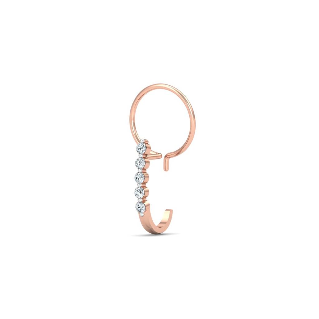 KuberBox 18K Rose Gold Aalamb J-Shaped Nose Pin
