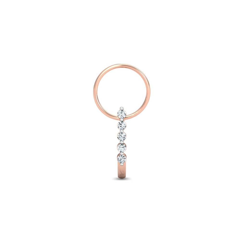 KuberBox 18K Rose Gold Aalamb J-Shaped Nose Pin
